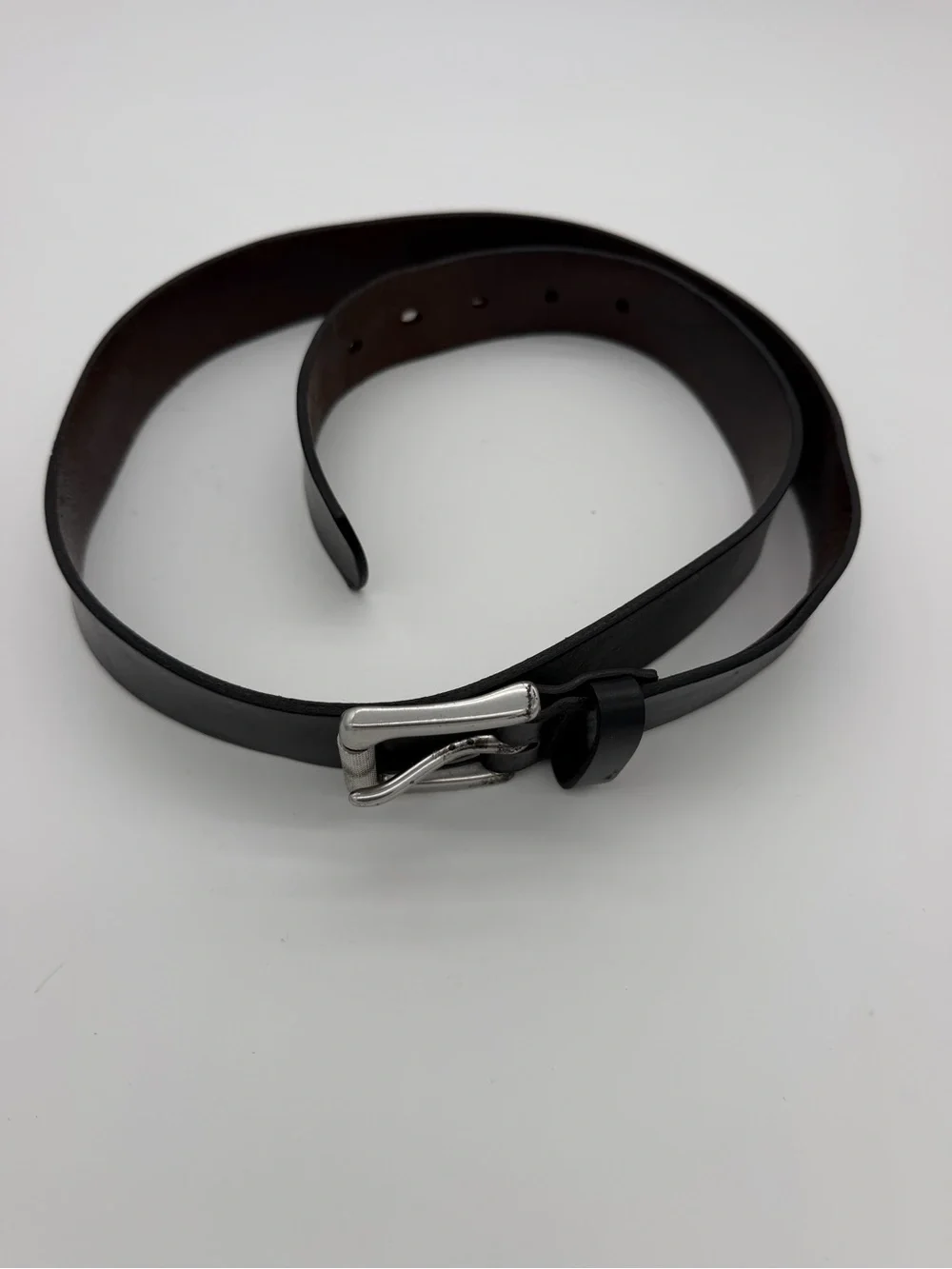 Columbia Dark Brown Leather Belt with Silver Buckle